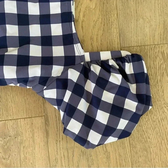 Habitual Kids Gingham Puff Sleeve One Piece Swimsuit Blue Size 14 - Picture 2 of 5